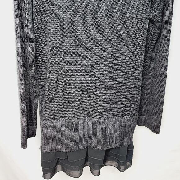 Soft Surroundings Black Wool Blend Long Sleeve Sweater with Ruffle Detail at Hem - Picture 11 of 11